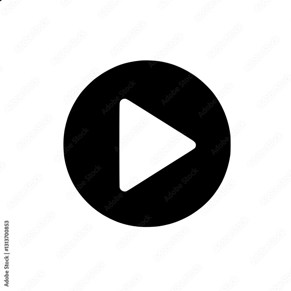 Play button silhouette icon in a circle, multimedia symbol, entertainment and playback representation Play button silhouette icon in a circle, multimedia symbol, entertainment and playback representation
