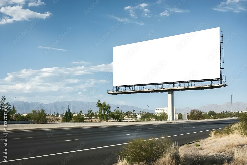 Blank Billboard Highway Advertising Mockup with City Background Blank Billboard Highway Advertising Mockup with City Background