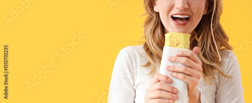 Happy young woman with tast...