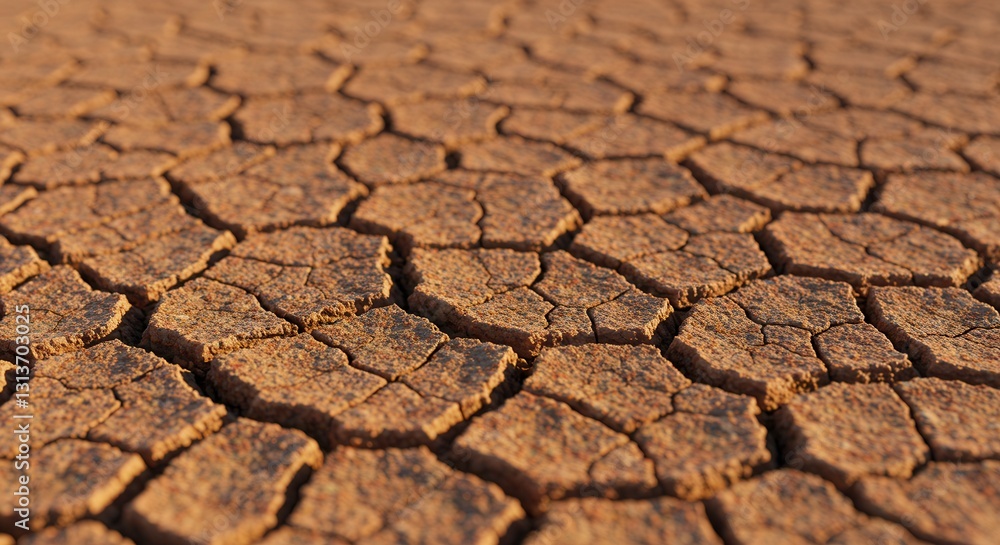Fototapeta premium Cracked Dry Earth Landscape Illustrating Drought and Climate Change Issues