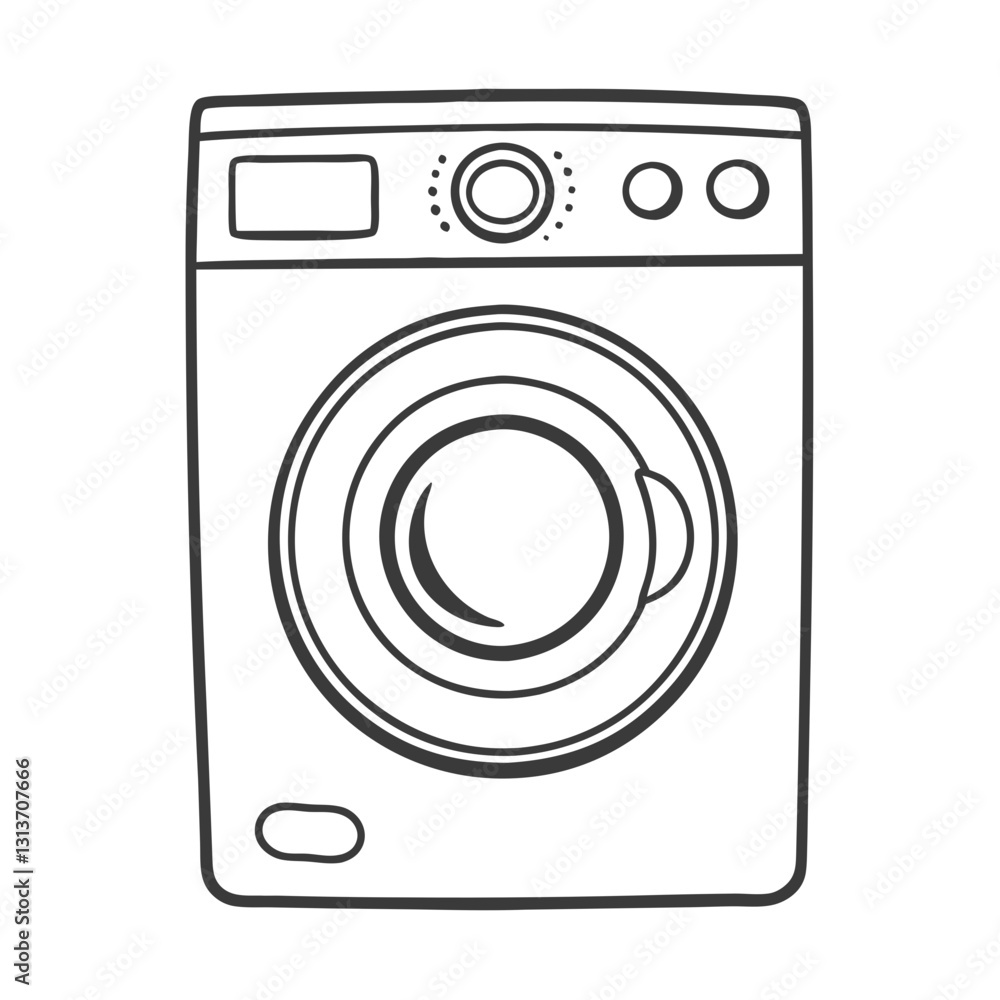 Washing machine in black and white illustration Washing machine in black and white illustration