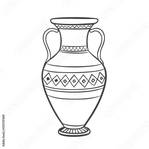 Black and white illustration of an ancient vase