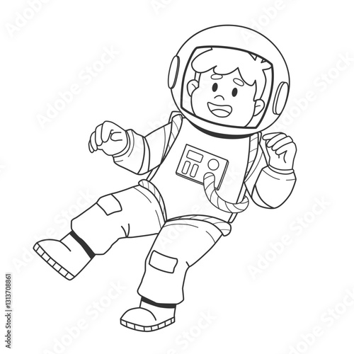Принти на полотні Children coloring page for kids with astronaut