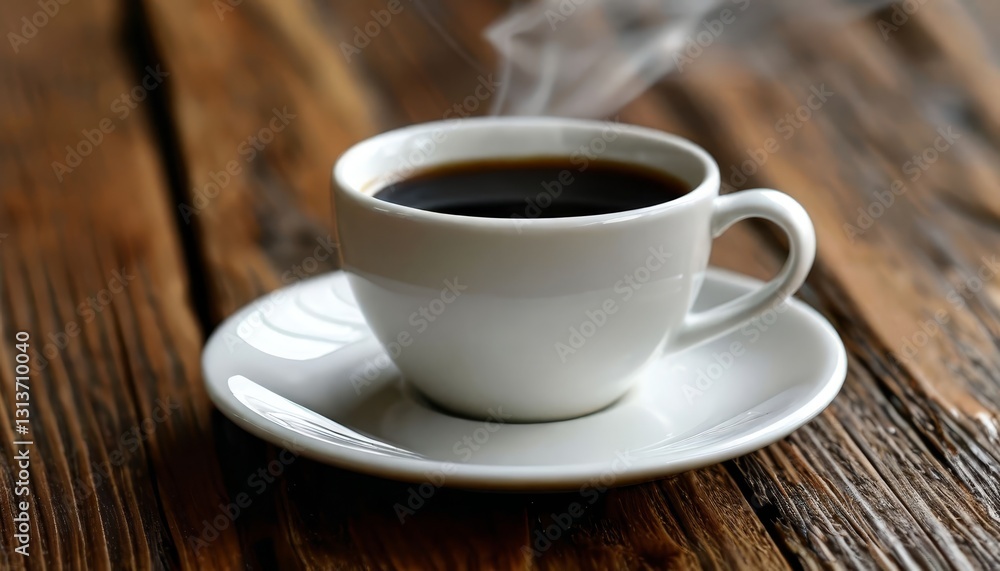 Steaming black coffee sitting beside weathered wood grain, radiating cozy morning comfort with rich, deep color and inviting rustic ambiance Steaming black coffee sitting beside weathered wood grain, radiating cozy morning comfort with rich, deep color and inviting rustic ambiance