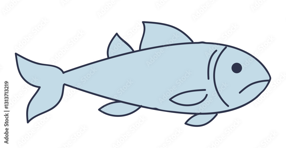 Obraz premium Simple line drawing of a fish, symbolizing aquatic life and simplicity.