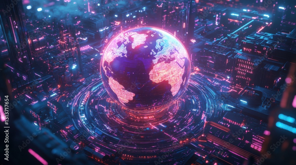 global network futuristic cityscape global network futuristic cityscape