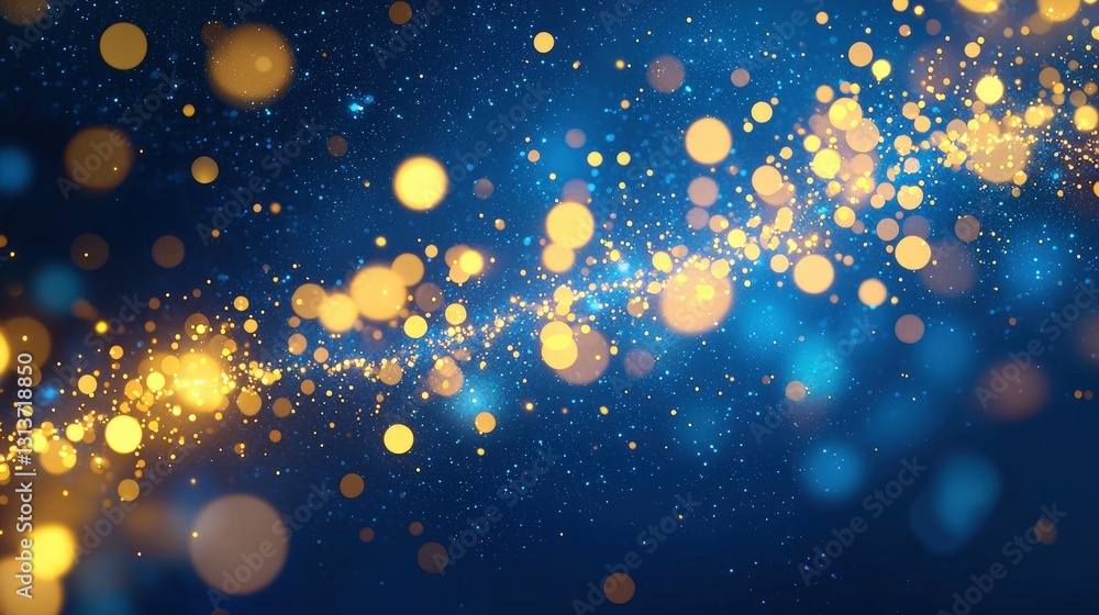 Εκτύπωση καμβά A mesmerizing cosmic background featuring shimmering golden and blue particles creating a sense of depth and wonder