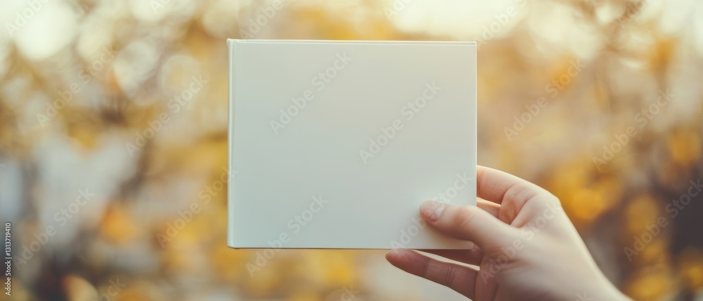 Blank Book in Hand with Autumn Blur Blank Book in Hand with Autumn Blur