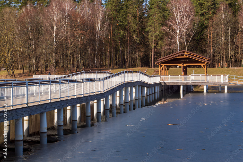 Przedwiośnie nad Zalewem Czapielówka w Puszczy Knyszyńskiej, Podlasie, Polska
