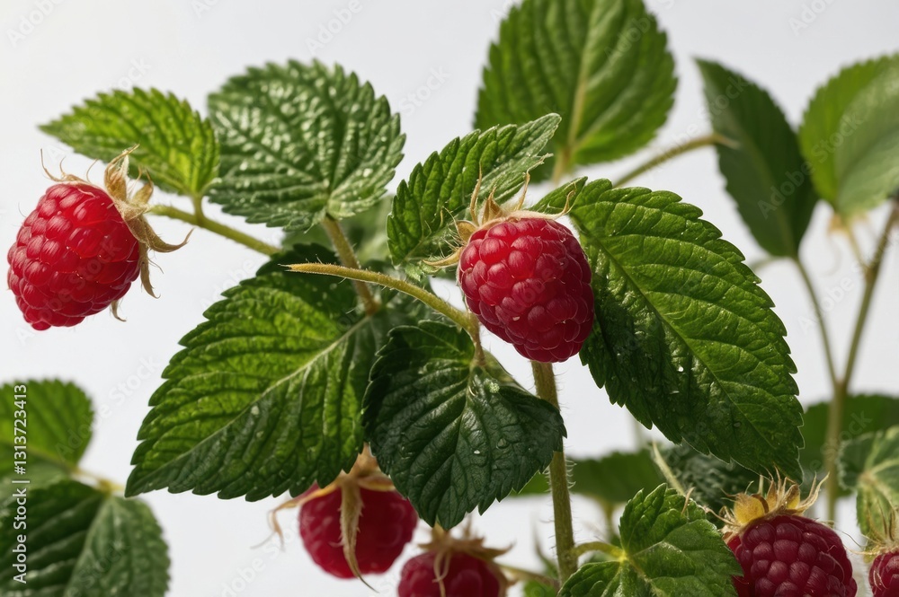 Raspberry plant with ripe fruit ready for harvest Raspberry plant with ripe fruit ready for harvest