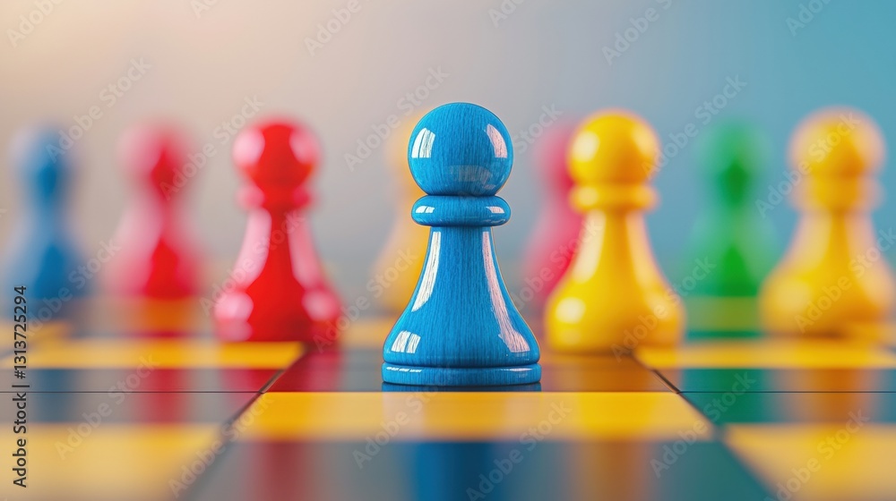 A close-up of colorful chess pawns on a board, highlighting a blue pawn in the foreground with vibrant red and yellow pieces in the background. A close-up of colorful chess pawns on a board, highlighting a blue pawn in the foreground with vibrant red and yellow pieces in the background.