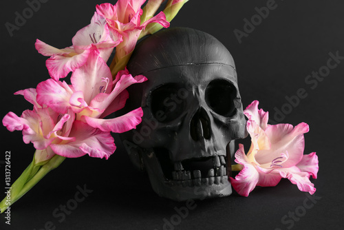 Human skull with beautiful ...