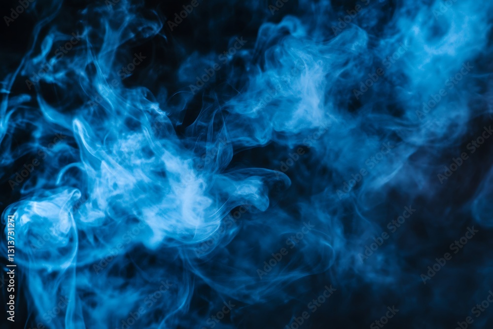 Abstract Blue Smoke Texture on Black Background Abstract Blue Smoke Texture on Black Background