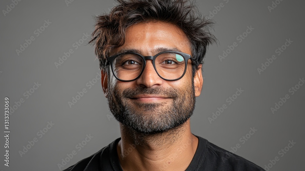 A smiling young man with tousled hair and oversized glasses, radiating positivity and confidence against a muted background, epitomizing modern style and charisma. A smiling young man with tousled hair and oversized glasses, radiating positivity and confidence against a muted background, epitomizing modern style and charisma.