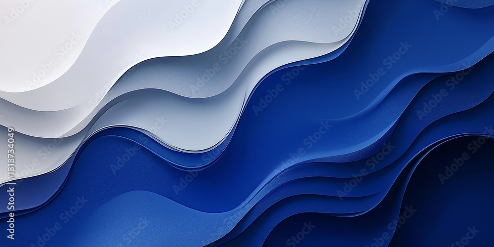 Minimalist abstract waves in blue and white with layered paper-like textures, creating a soft and flowing artistic composition. Minimalist abstract waves in blue and white with layered paper-like textures, creating a soft and flowing artistic composition.