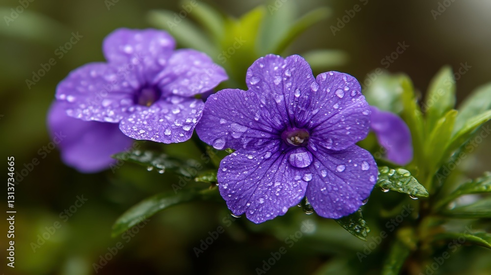 close-up of delicate purple blossoms with morning dew, soft natural light, detailed and serene, close-up of delicate purple blossoms with morning dew, soft natural light, detailed and serene,