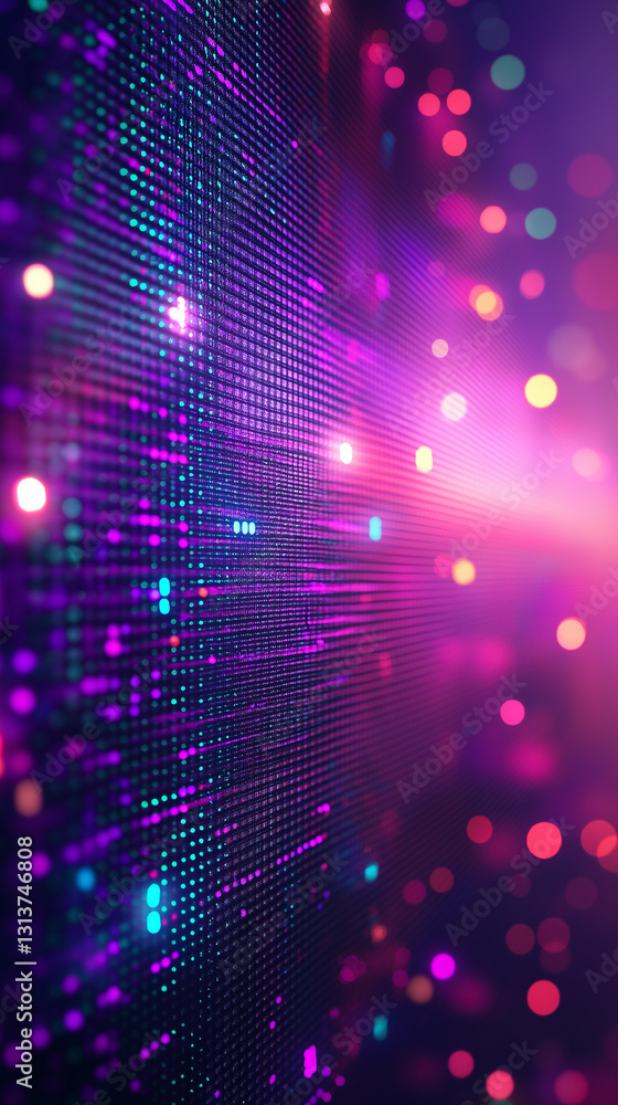 A neon pixelated digital wall with glowing dots and a futuristic cyber grid, illuminated in shades of pink, purple, and blue for a sci-fi ambiance. A neon pixelated digital wall with glowing dots and a futuristic cyber grid, illuminated in shades of pink, purple, and blue for a sci-fi ambiance.