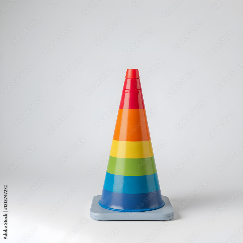 Colorful traffic cone on a white background. 3d rendering. Colorful traffic cone on a white background. 3d rendering.