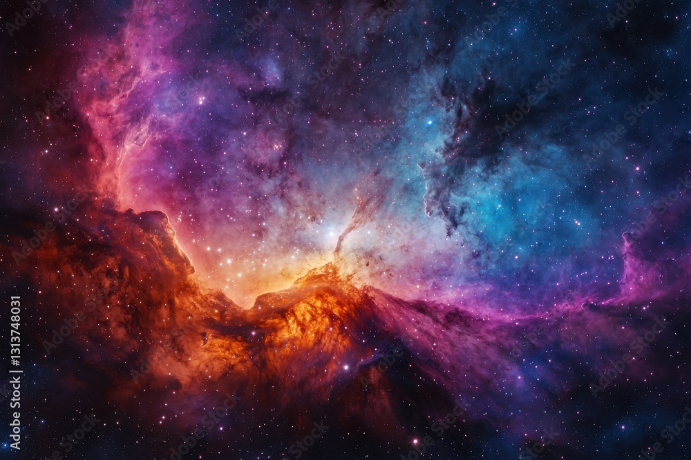 Fototapeta premium Stunning cosmic nebula formation outer space digital art celestial environment wide view astronomy concept
