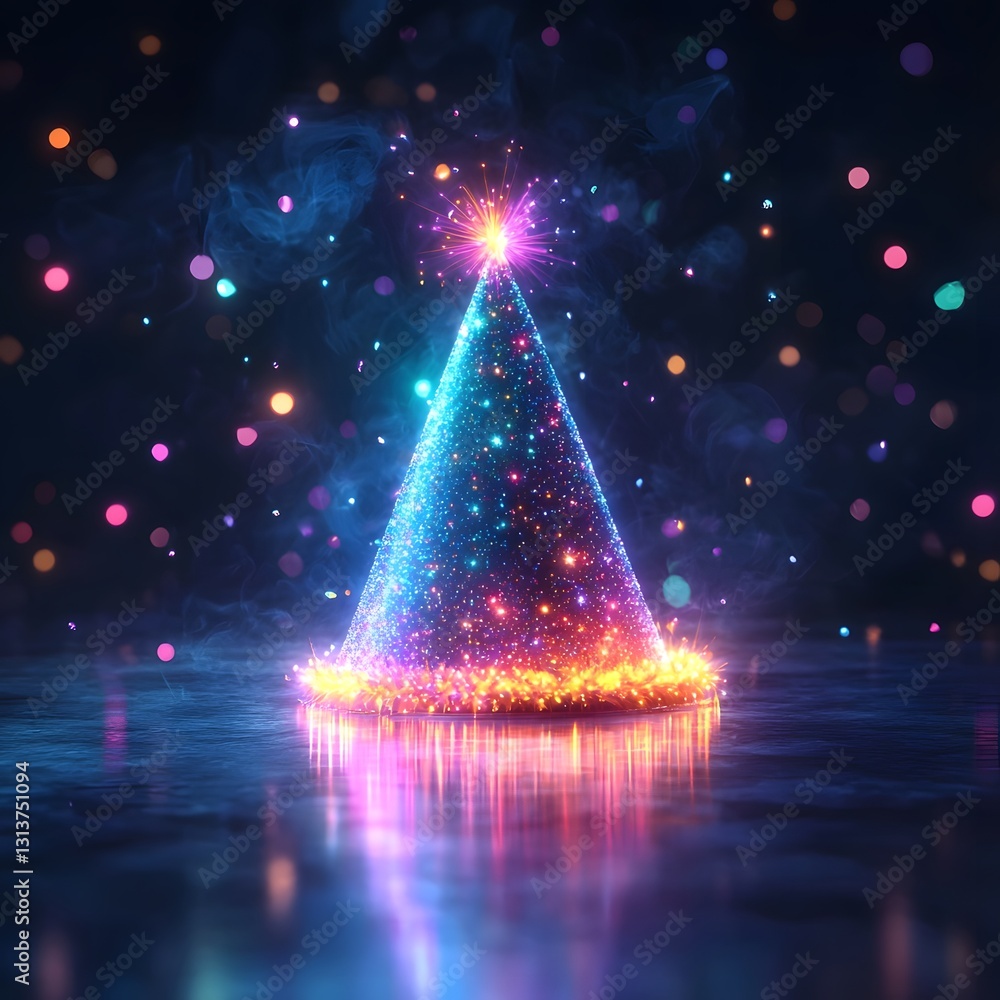 Minimalist Glowing Birthday Hat with Sparkling Modern Design for Festive Minimalist Glowing Birthday Hat with Sparkling Modern Design for Festive