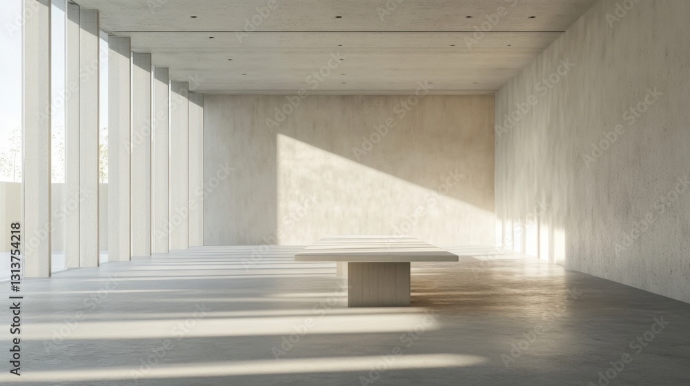 Obraz premium minimalist modern concrete room interior with sunlight