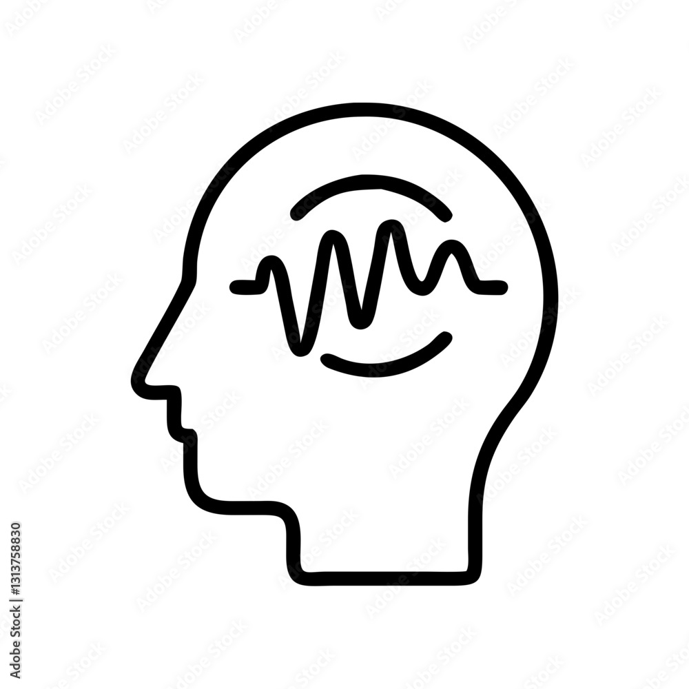 AI brainwave analysis icon with abstract brainwave pattern AI brainwave analysis icon with abstract brainwave pattern