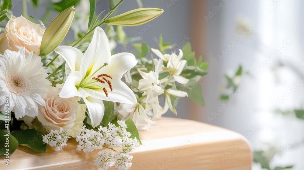 Elegant white lily bouquet as a peaceful funeral tribute Elegant white lily bouquet as a peaceful funeral tribute