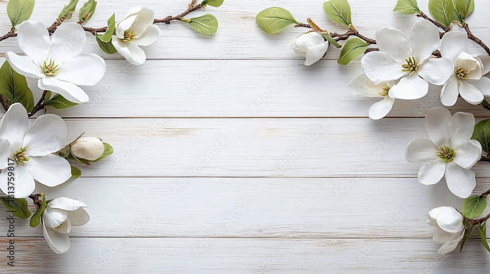 Elegant magnolia branches in a minimalist style, perfect for spring events, weddings, or nature-themed designs, providing a calming atmosphere with ample space for text. Elegant magnolia branches in a minimalist style, perfect for spring events, weddings, or nature-themed designs, providing a calming atmosphere with ample space for text.