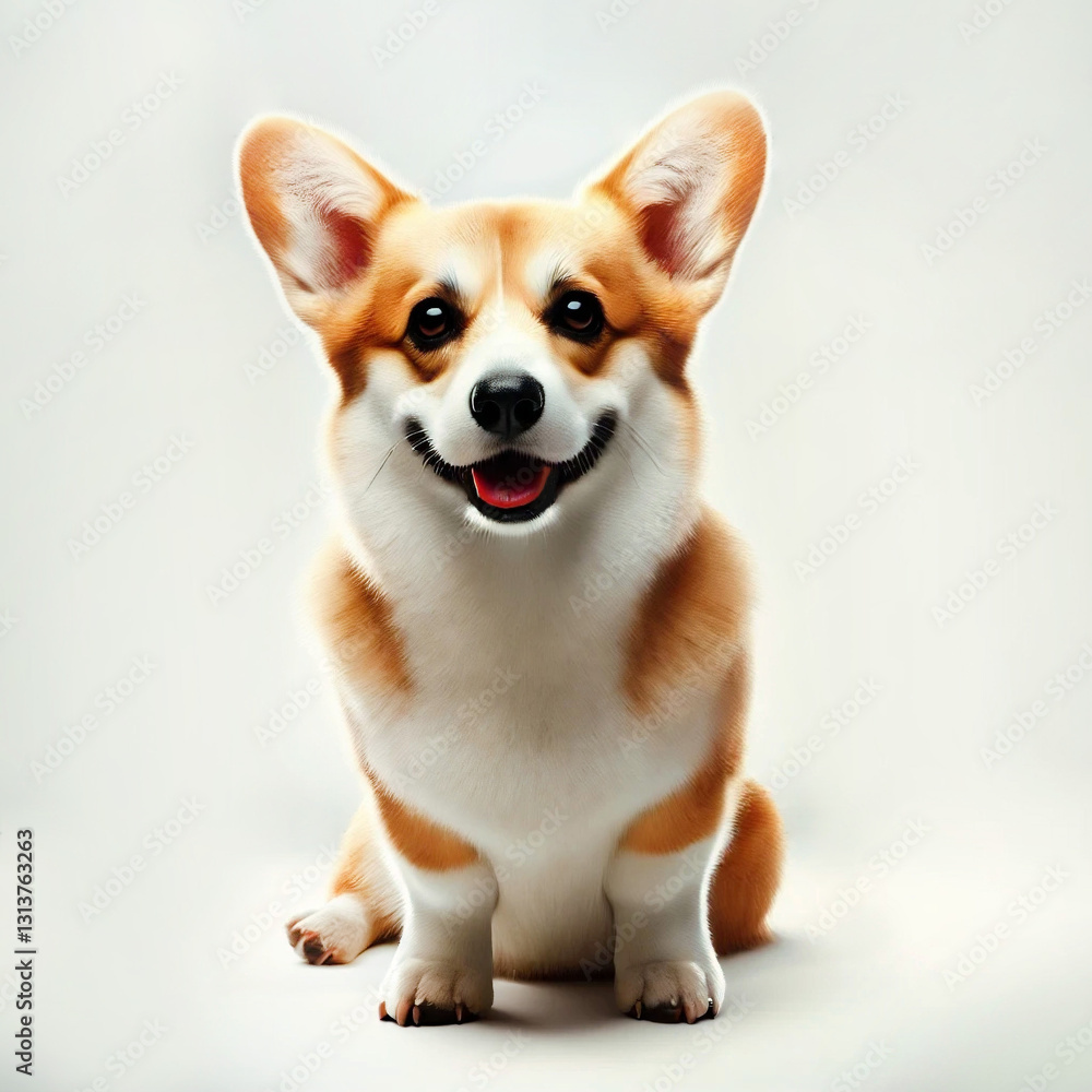 A Pembroke Welsh Corgi sitting on a white background A Pembroke Welsh Corgi sitting on a white background