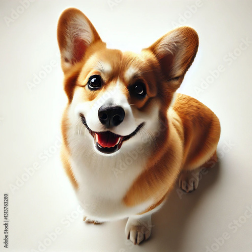 A Pembroke Welsh Corgi sitting on a white background