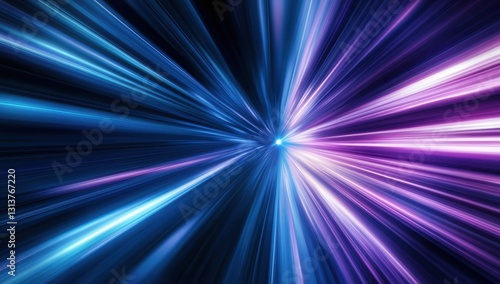 Vibrant Abstract Light Rays in Blue and Purple Tones Creating a Dynamic Visual Experience of Motion and Energy in a Digital Atmosphere