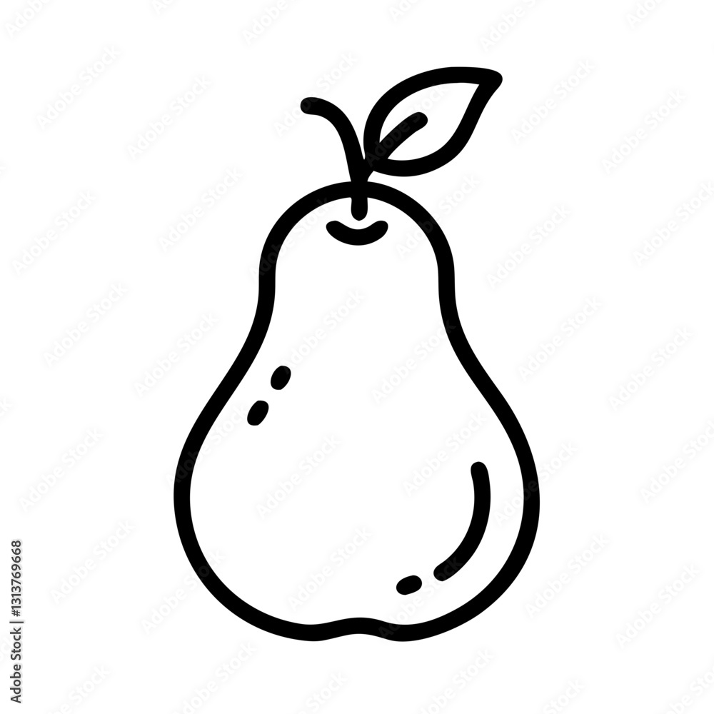 Pear icon in simple line art style on white background Pear icon in simple line art style on white background