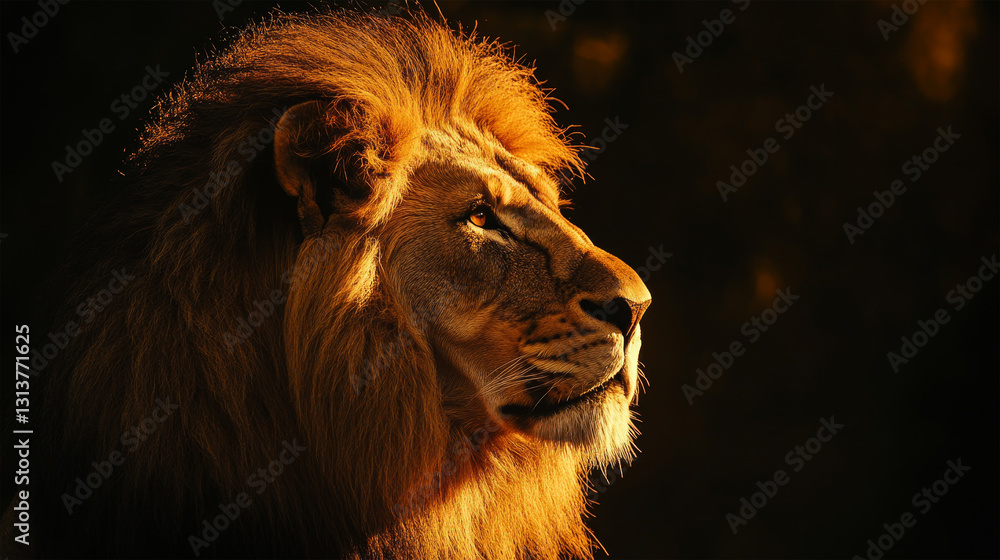 Fotografie lion in forest on nature background