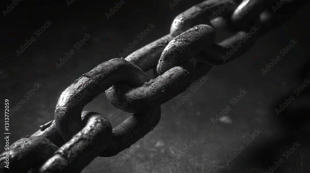 Monochrome representation showcasing the intricate links of a sturdy metal chain Monochrome representation showcasing the intricate links of a sturdy metal chain