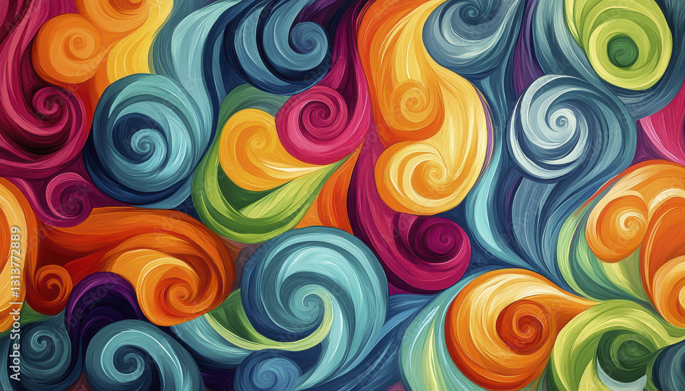 Obraz premium Vibrant and colorful swirls of paint resembling liquid art create dynamic visual experience. rich hues and flowing patterns evoke sense of creativity and energy