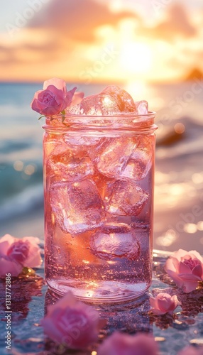 rose water in an artisan glass mason jar