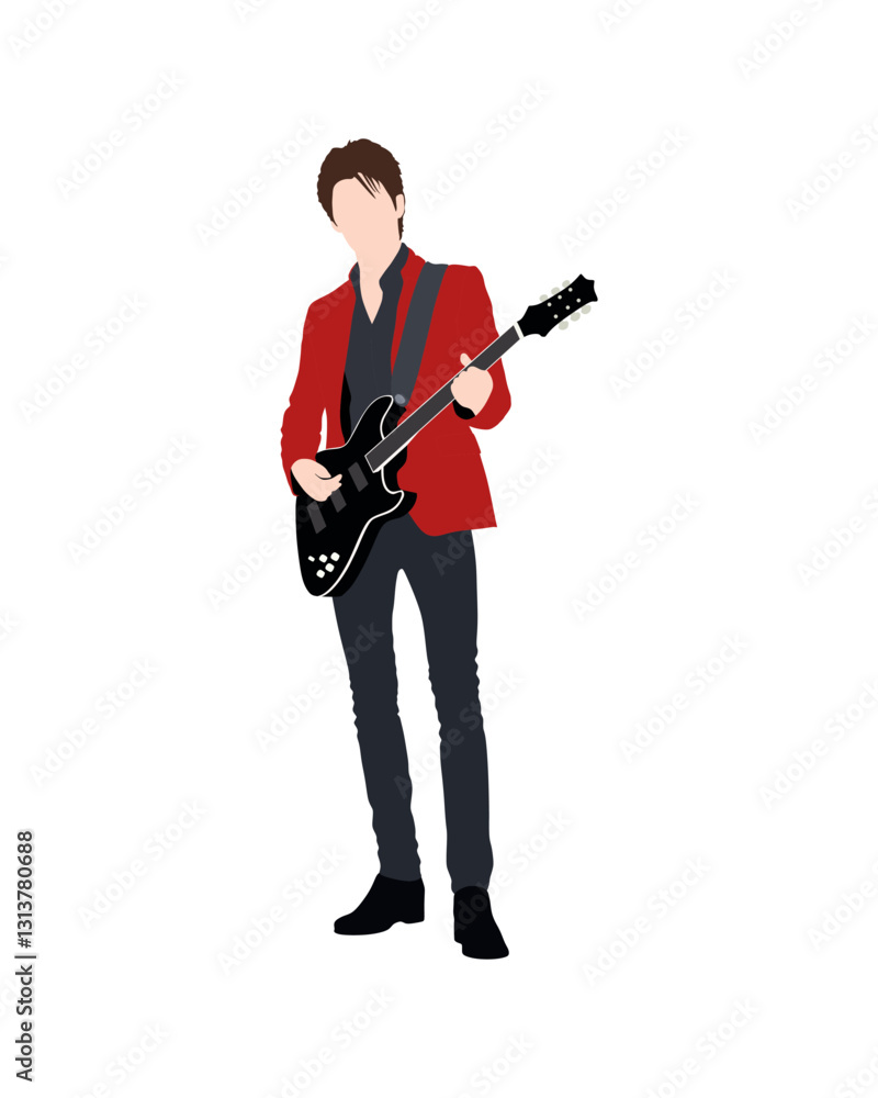 Φωτογραφία Flat vector people and illustration, male guitar player with casual outfit