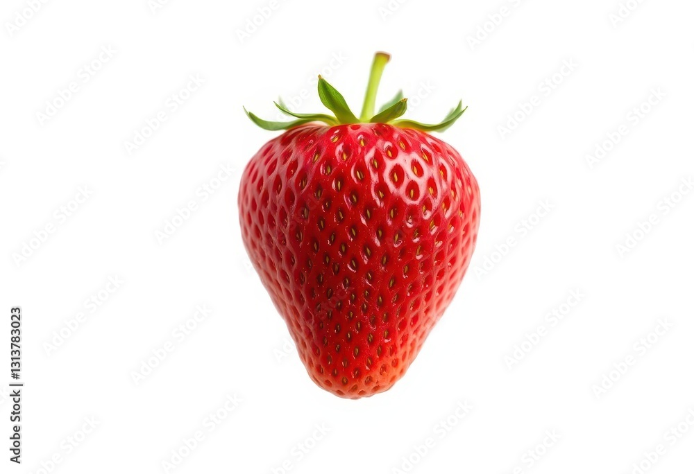 Single ripe strawberry, vibrant red, glossy skin, isolated, macro, strawberry Single ripe strawberry, vibrant red, glossy skin, isolated, macro, strawberry