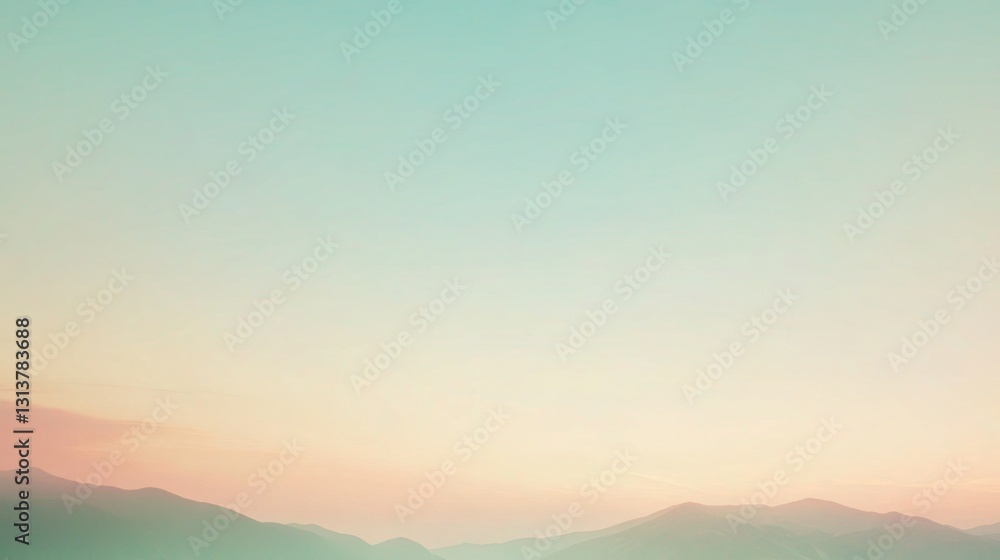 Serene Mountain Range Under Pale Pastel Sky at Dusk or Early Morning Serene Mountain Range Under Pale Pastel Sky at Dusk or Early Morning