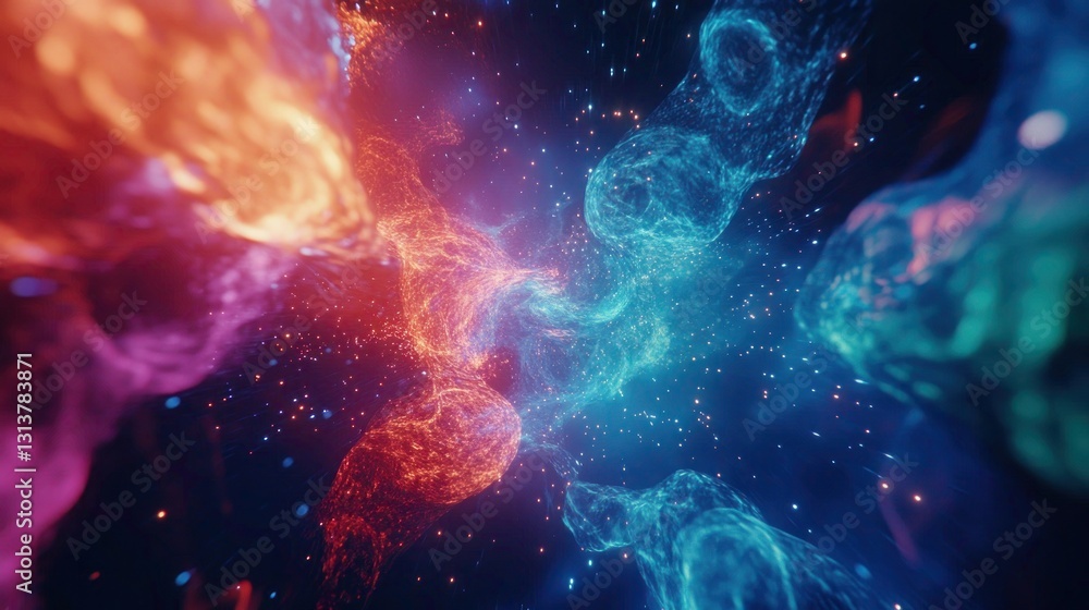 Cosmic dance of light and color, A stunning nebulous cloudscape illustration Cosmic dance of light and color, A stunning nebulous cloudscape illustration