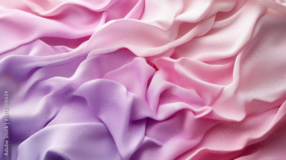 Obraz premium Gentle folds of light pink and purple silk fabric creating a soft texture