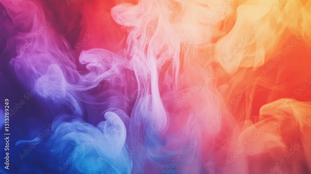 Obraz premium Vibrant colored smoke swirls with soft gradient blend and hazy effect