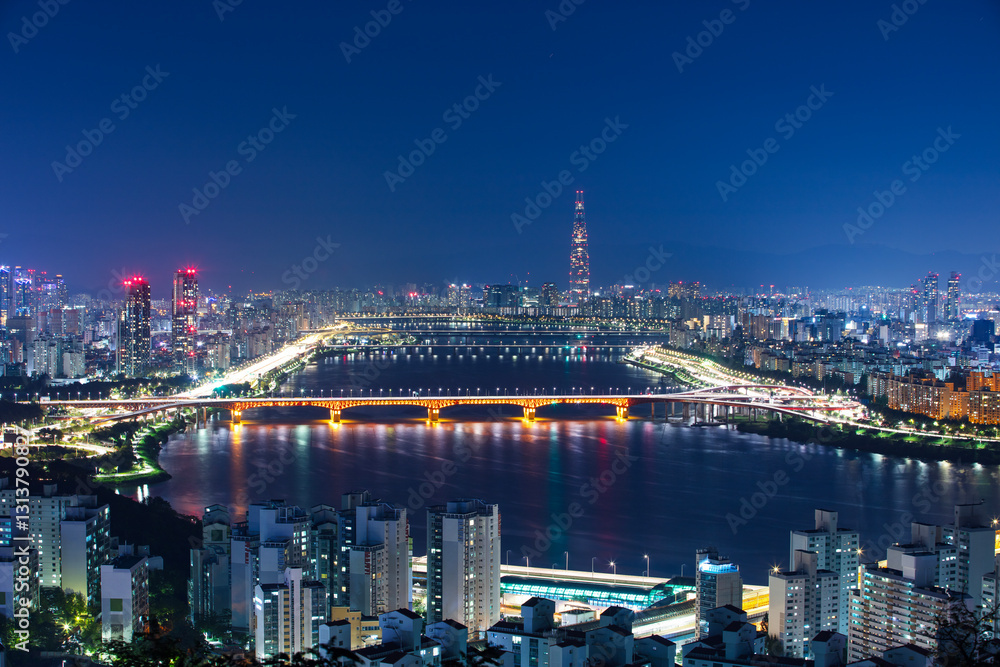 Obraz premium Seoul Cityat night South Korea