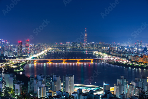 Wallpaper Mural Seoul Cityat night South Korea Torontodigital.ca