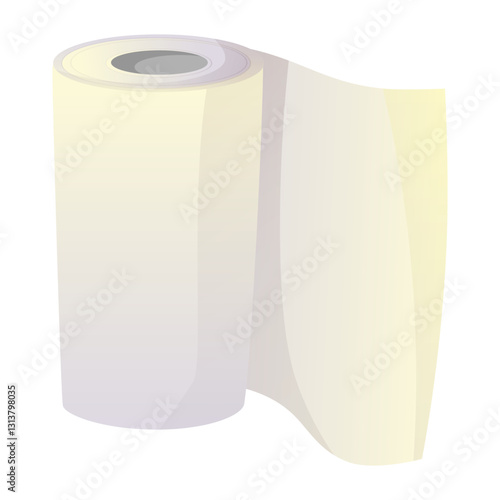 Hygiene paper product, roll of napkins, kitchen or bathroom paper towel, toilet paper. Roll of paper towels on white background. Hygiene, toiletries, sanitary concept for banner design, landing page