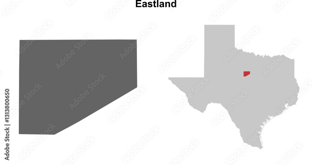 Fototapeta premium Eastland County (Texas) blank outline map set