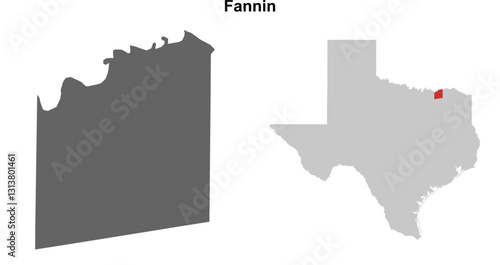 Fannin County (Texas) blank outline map set