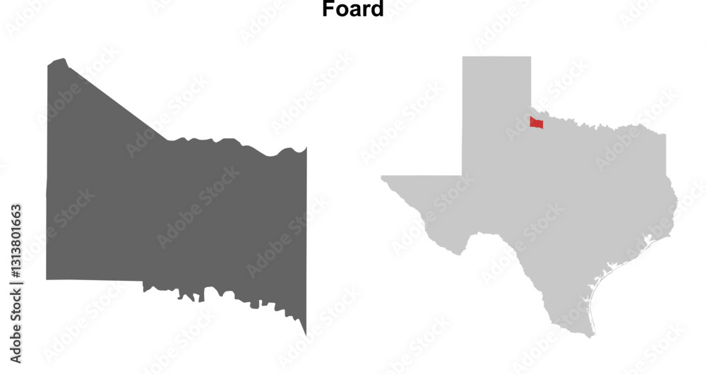Fototapeta premium Foard County (Texas) blank outline map set