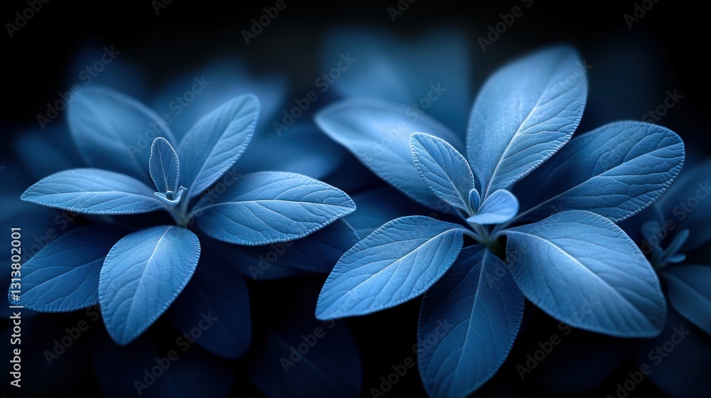 Fototapeta premium Deep blue foliage close-up