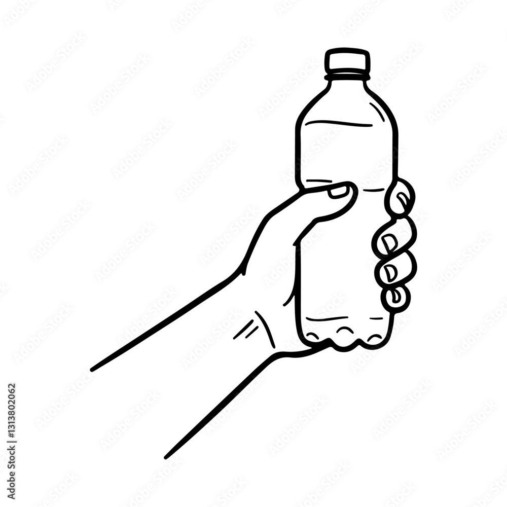 Obraz premium A hand holding a water bottle icon. An editable illustration that can be used on websites and apps.